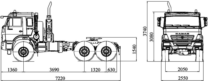 Седельный тягач камаз-54909-090-b5 (m1840) 4х4н с системой гидропривода передних колёс kamaz h-drive