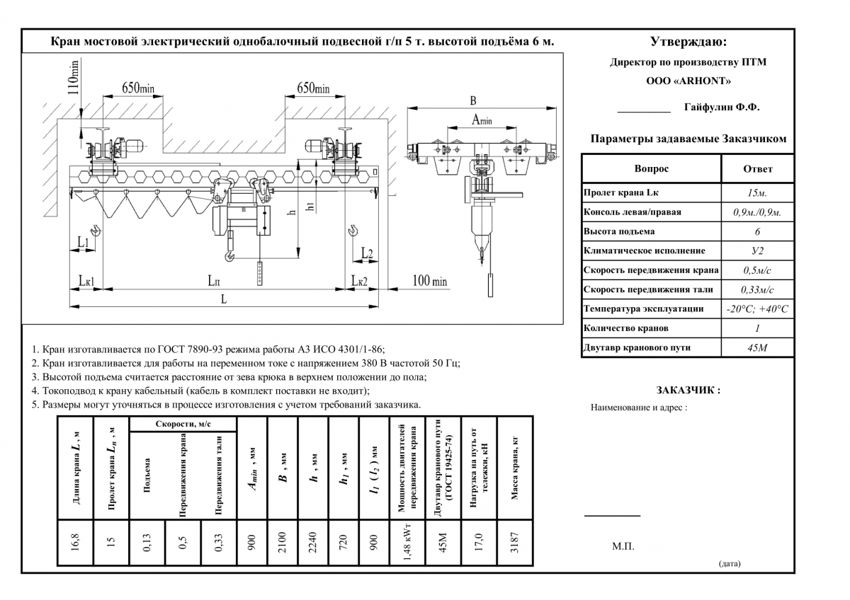Кран-балка 5 тонн - технические характеристики и устройство