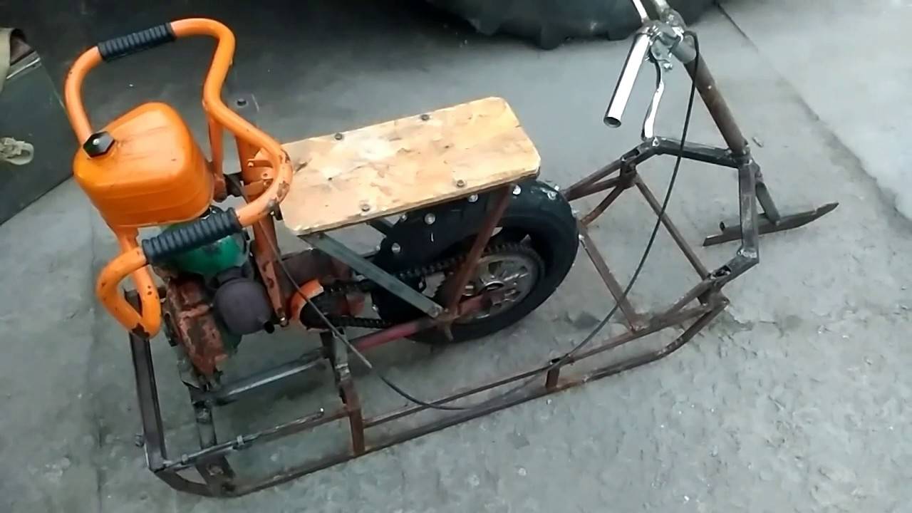 Как из бензопилы сделать снегоход?