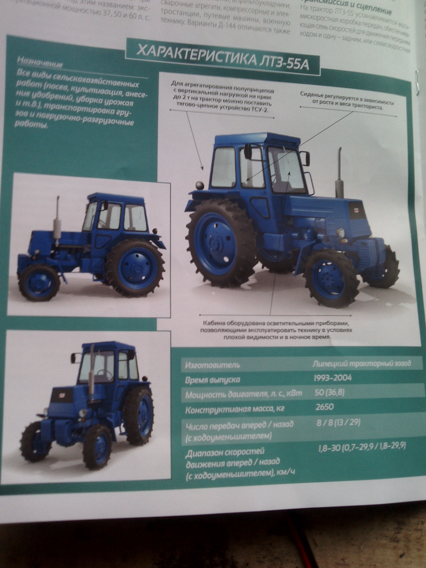 Подробные технические характеристики трактора лтз-55