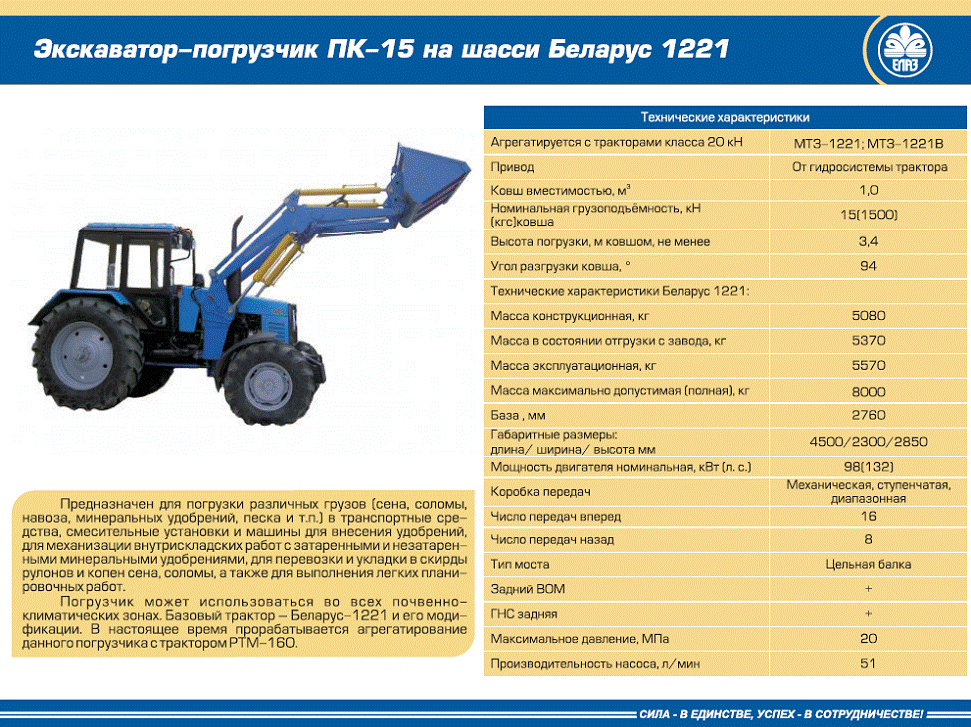 Трактор мтз-1221 технические характеристики: тяговое усилие, двигатель