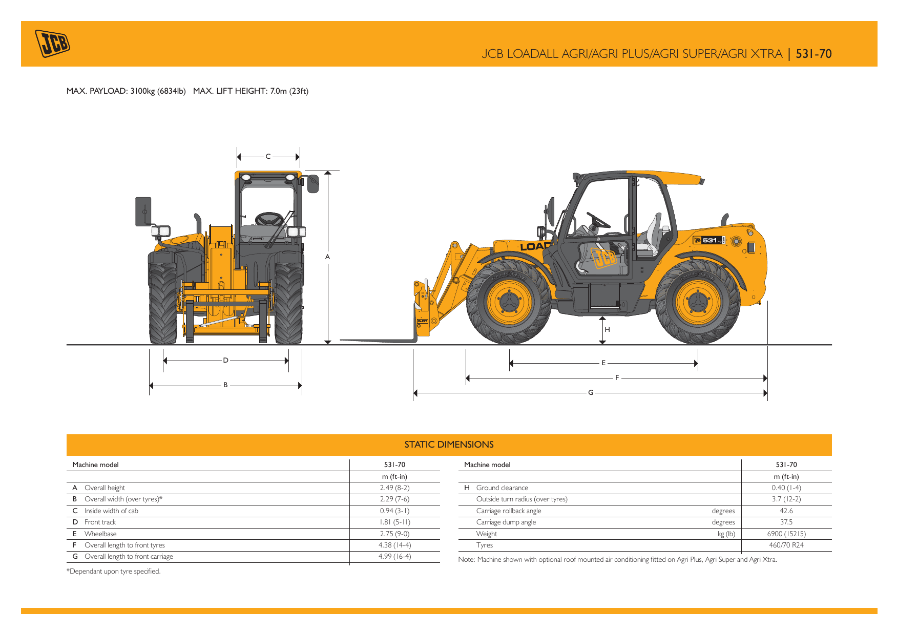 Jcb 531-70 agri: технические характеристики