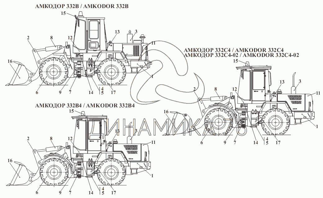 Описание и технические характеристики погрузчика амкодор 332в