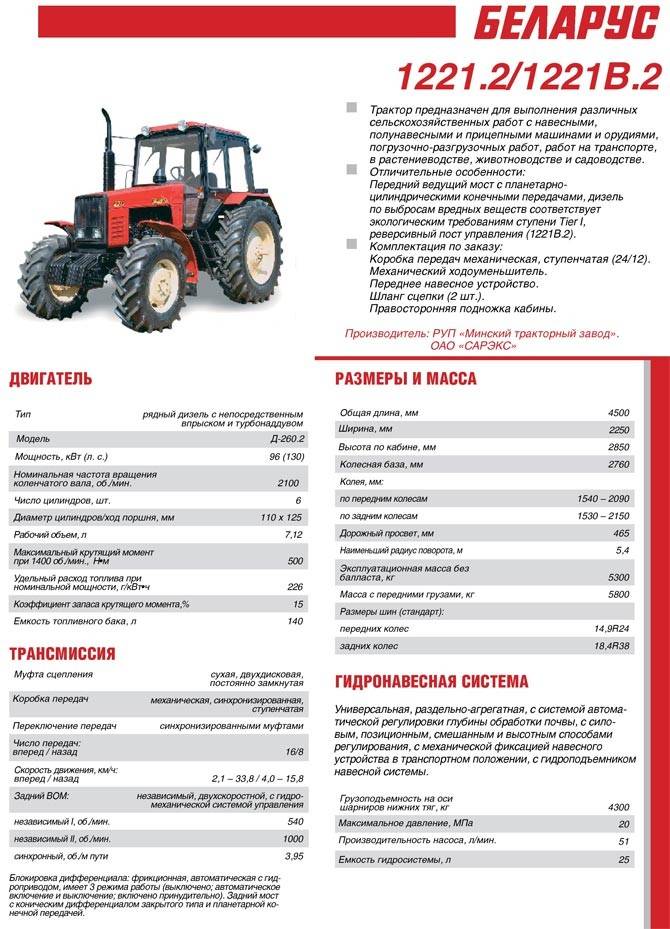 Трактор беларус 1221.3 (1221.3-0000010-262) | зао 'беларусь-мтз'