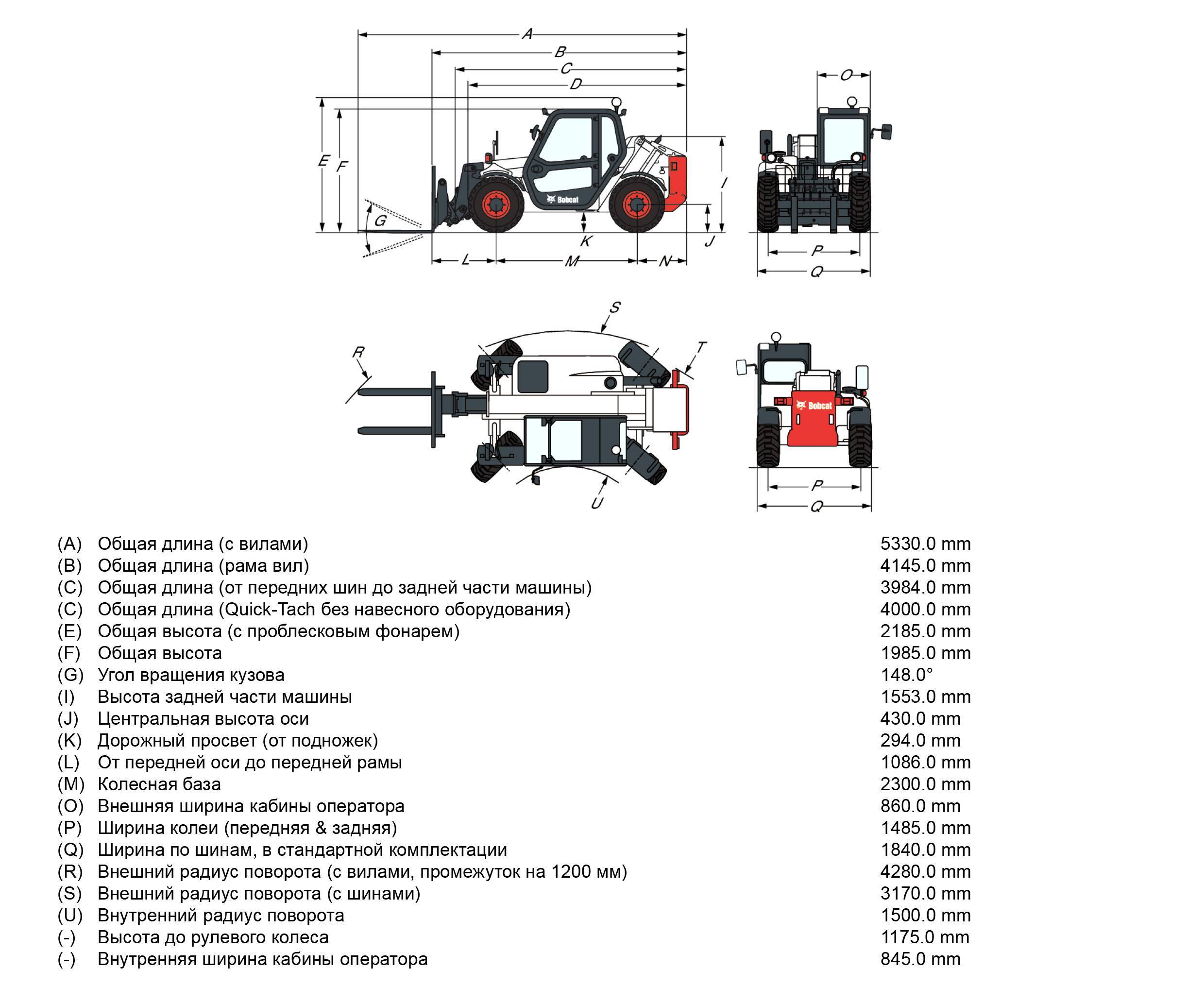 Мини-погрузчик bobcat s530 (технические характеристики)