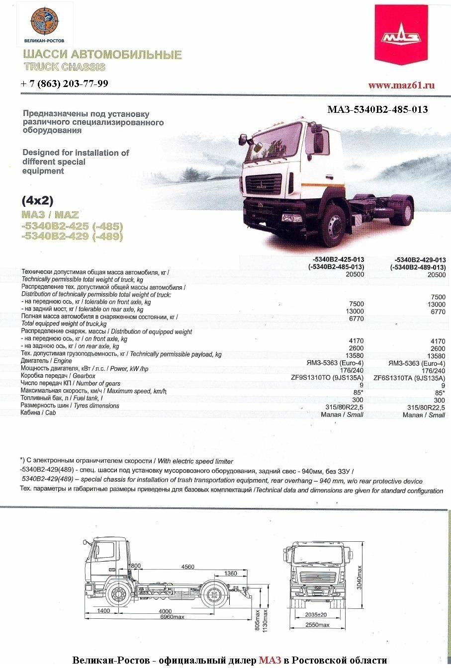 ТОП-4 модификации грузовика МАЗ-5340 и технические характеристики базовой модели