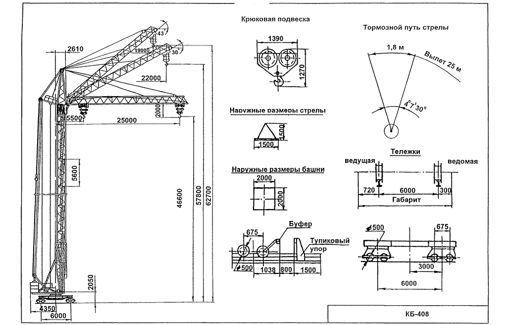 Технические характеристики и предназначение башенного крана КБ-408