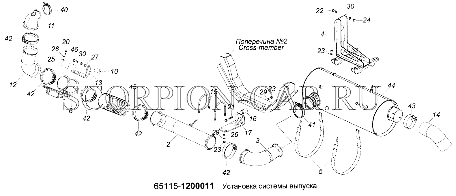 Выхлопная схема камаз 65115