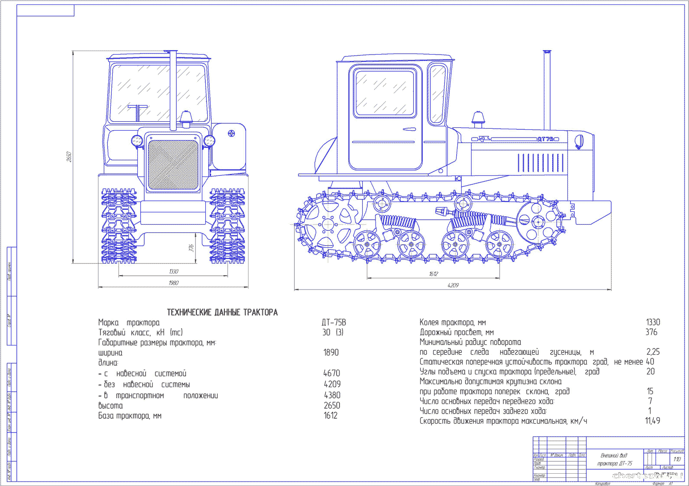 Основные технические характеристики бульдозера дт-75 | все о спецтехнике