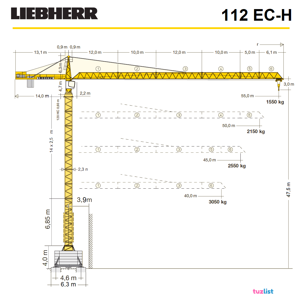 Кран башенный liebherr 132 ec h8 технические характеристики: аренда башенного крана liebherr 132 ec-h8 с оголовком, грузоподъемность 8 тонн - турботехмастер - онлан-гипермаркет